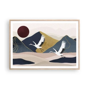 Pôster com moldura de carvalho claro - E o dia acaba novamente - 100x70 cm