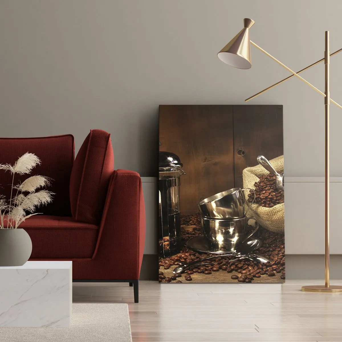 Quadro em tela - O charme do café - aroma e sabor - 80x120 cm