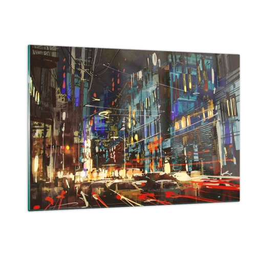 Quadro em vidro - O alvoroço da rua à noite - 120x80 cm