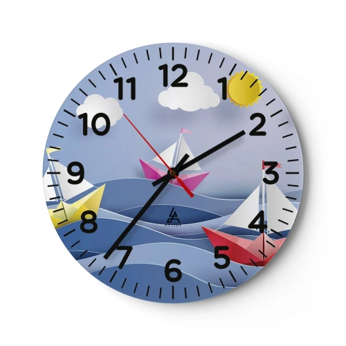 Relógio de parede - Relógio em vidro - Oh, como é agradável balançar entre as ondas - 30x30 cm