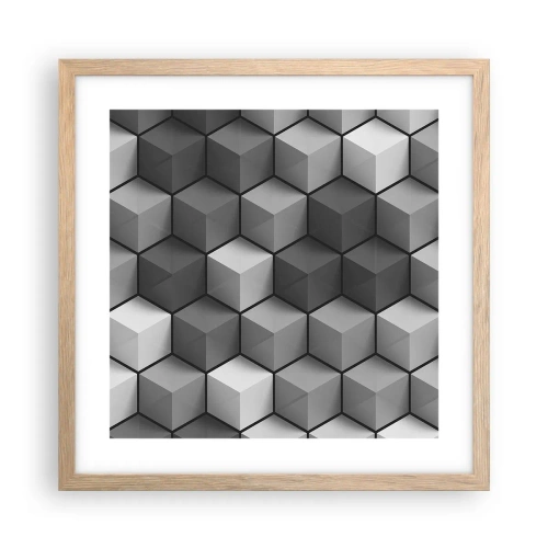 Pôster com moldura de carvalho claro - Quebra-cabeça cubista - 40x40 cm