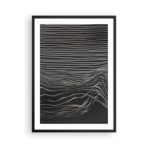 Pôster com moldura preta - Composição abstrata com linhas em fundo preto - 50x70cm - Ritmo e sotaque - Decoração de parede moderna para a sala de estar e quarto ARTTOR