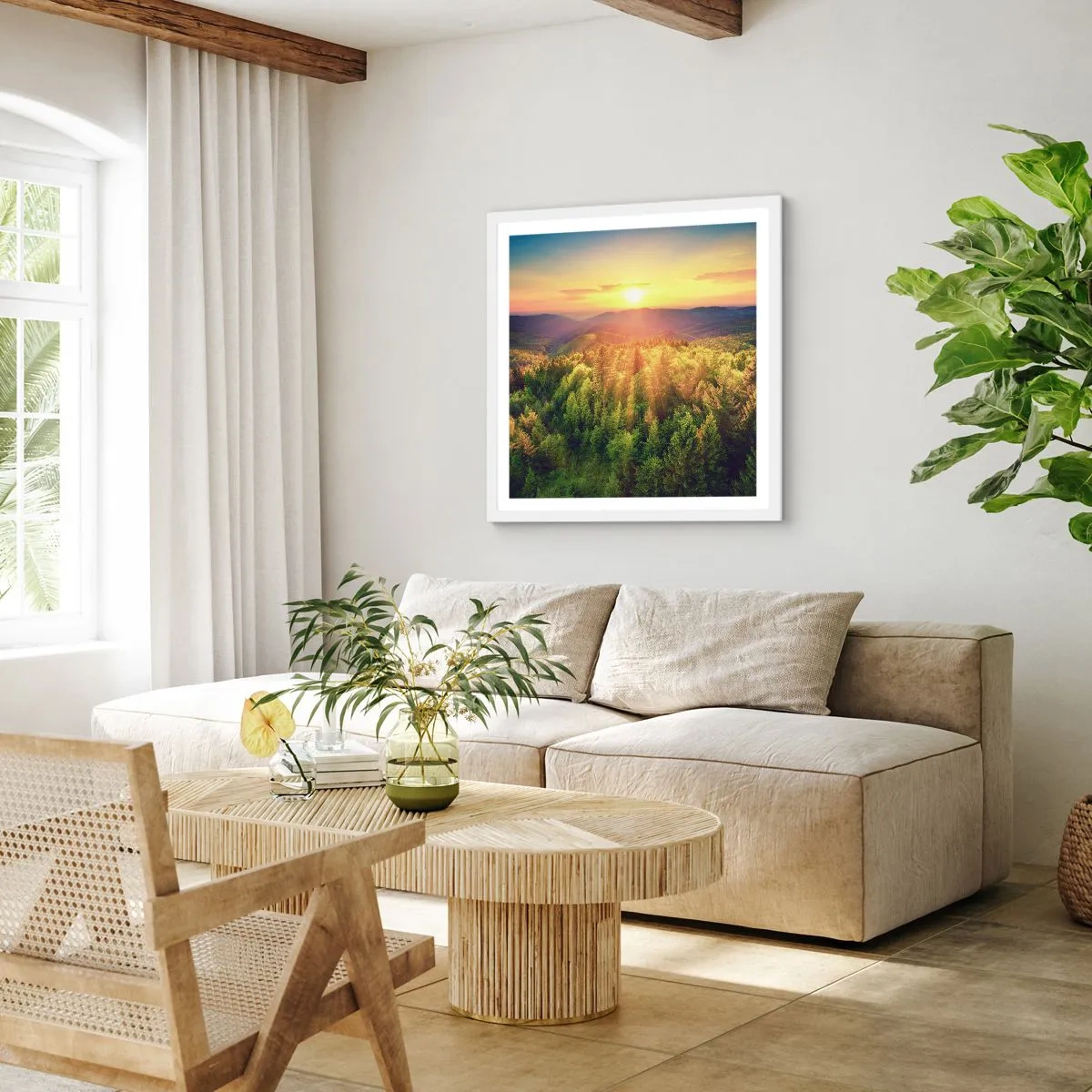Pôster em moldura branca - Picos e cumes - 40x40 cm