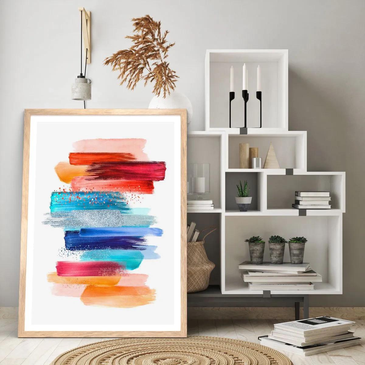 Pôster com moldura de carvalho claro - Para cima e para baixo  - 70x100 cm