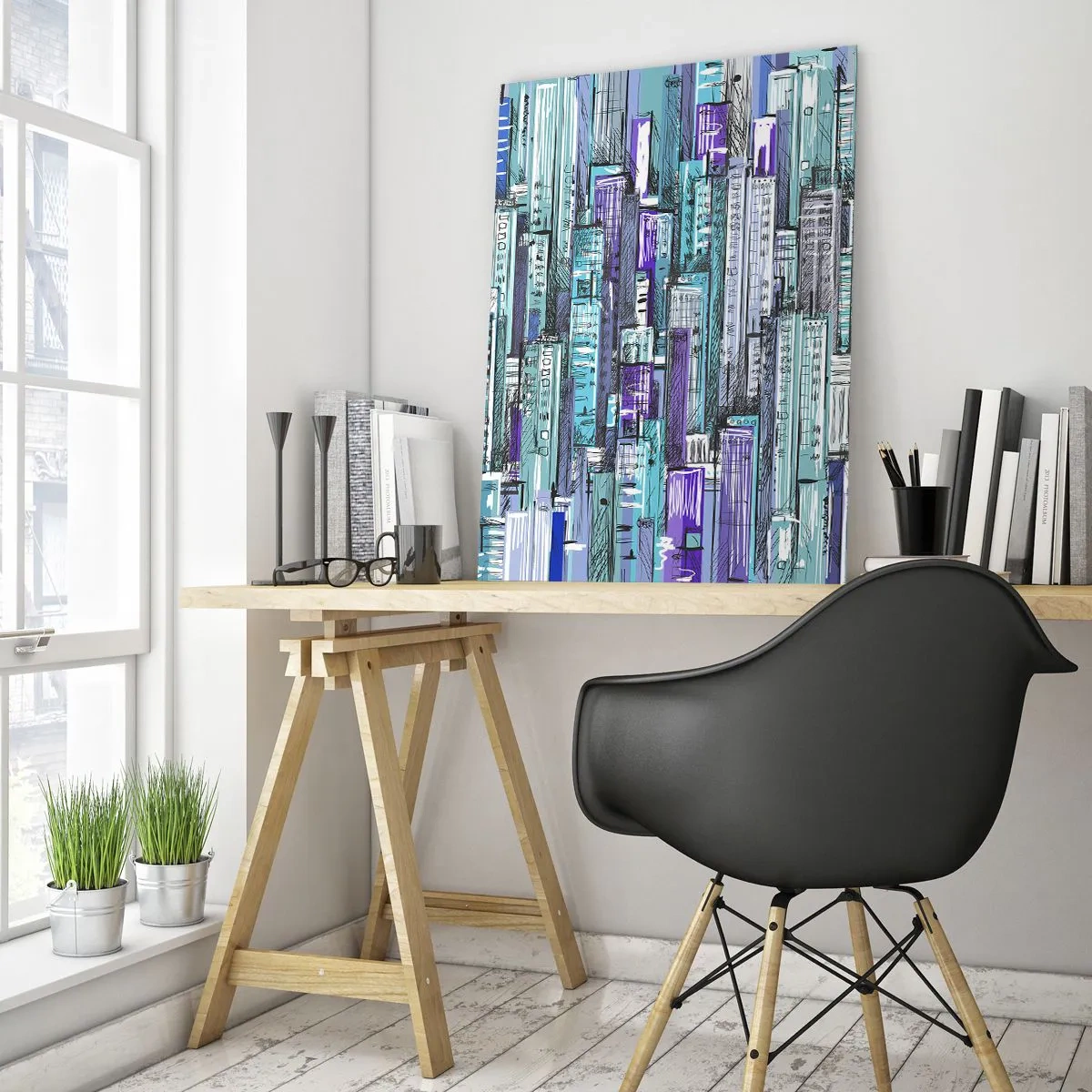 Quadro em vidro - Azul do céu - 50x70 cm