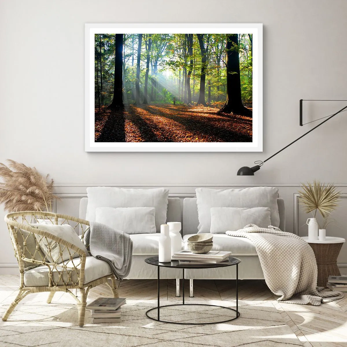 Pôster em moldura branca - Luzes e sombras - 91x61 cm