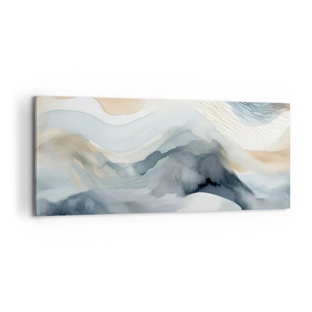 Quadro em tela - Abstração nevada e nebulosa - 100x40 cm