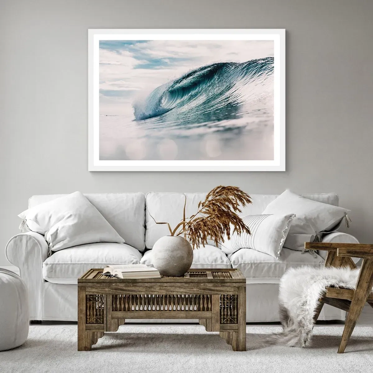 Pôster em moldura branca - Pico de água - 91x61 cm