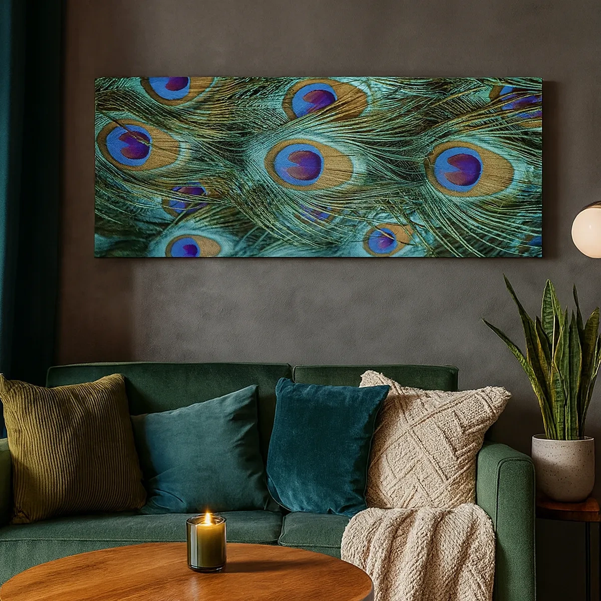 Quadro em tela - Um olhar de pavão - 30x30 cm