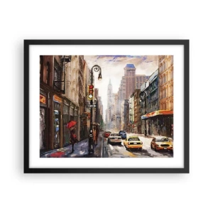 Pôster com moldura preta - Nova York – colorida também na chuva  - 50x40 cm