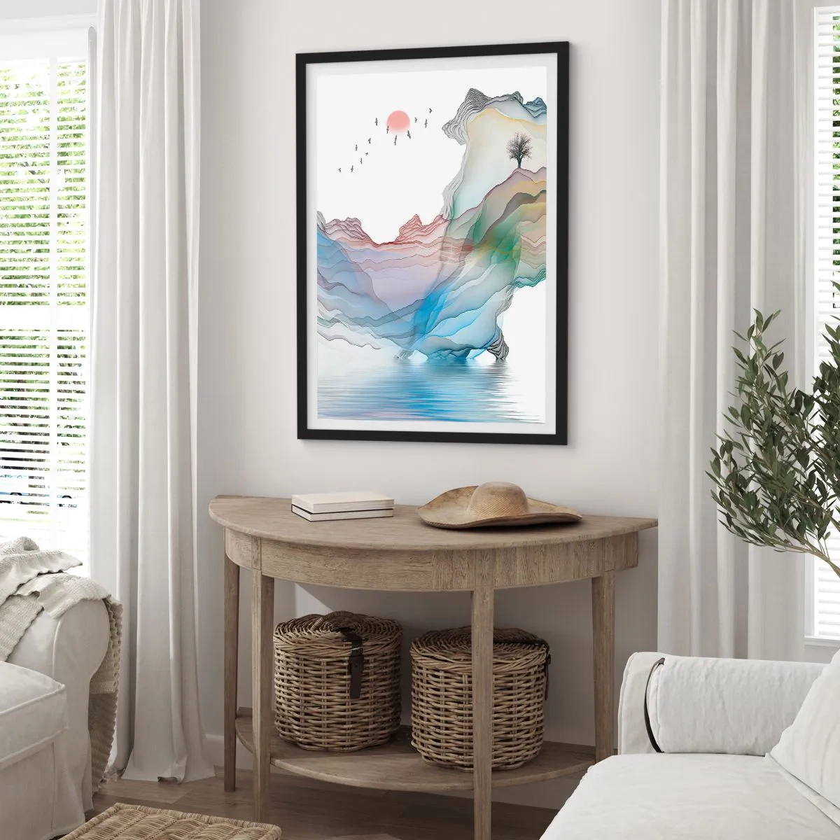 Pôster com moldura preta - Em direção às montanhas de cristal - 61x91 cm