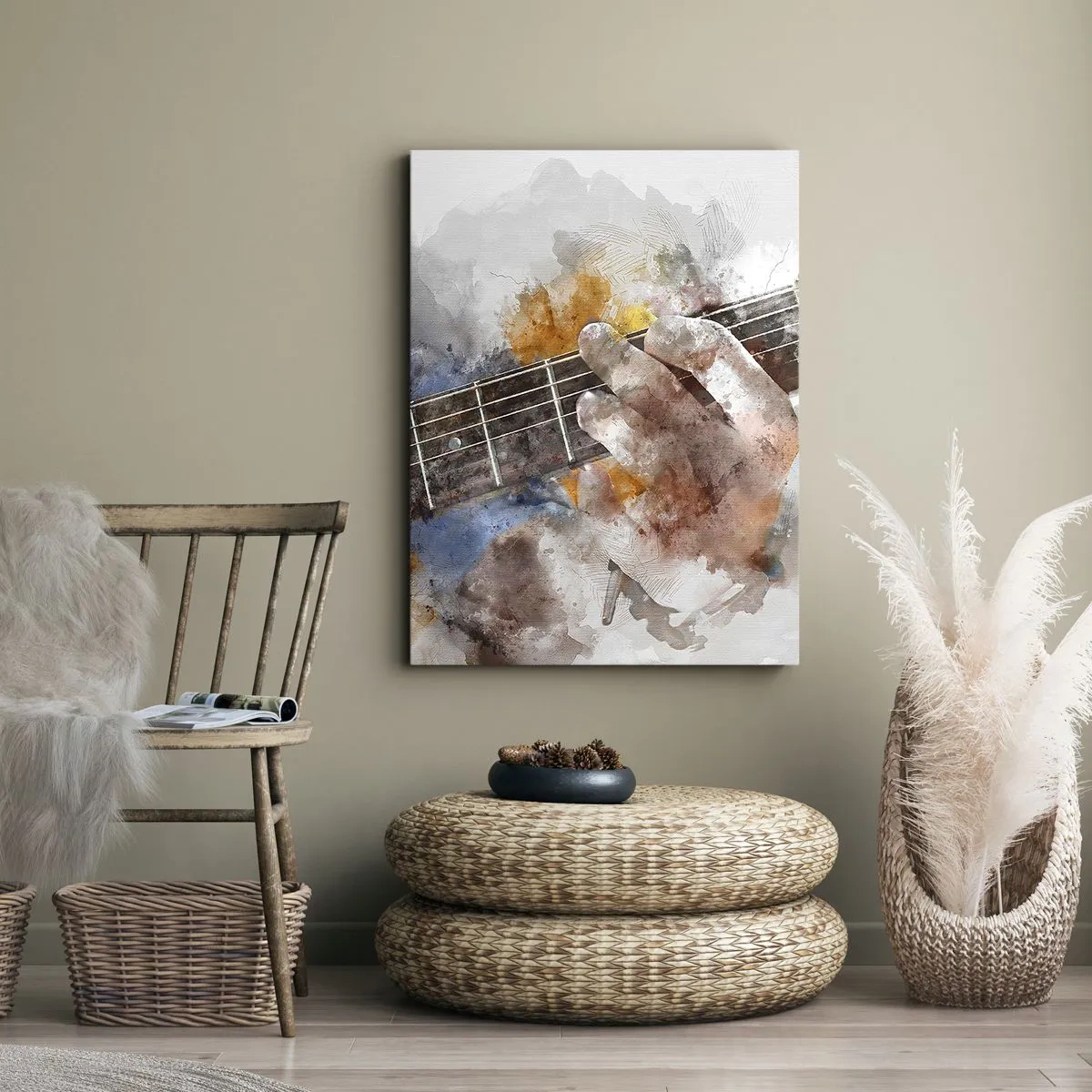 Quadro em tela - Poesia entre as cordas - 45x80 cm