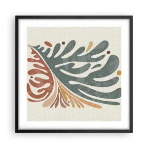 Pôster com moldura preta - Folha multicolorida - 50x50 cm
