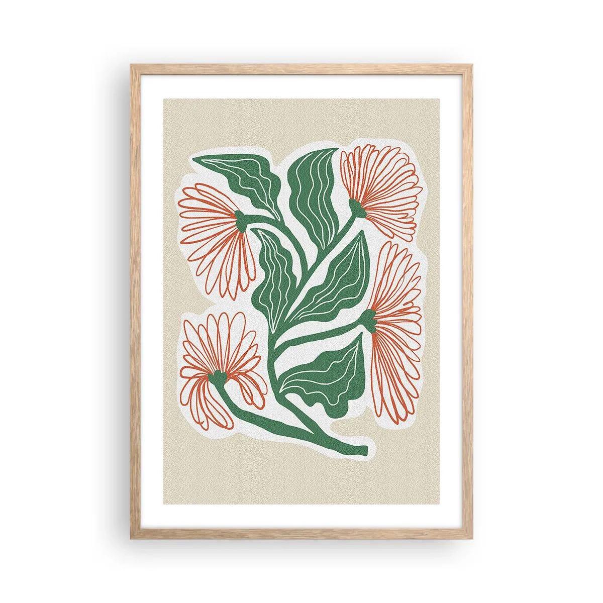 Pôster com moldura de carvalho claro - Folclórico e moderno - 50x70 cm