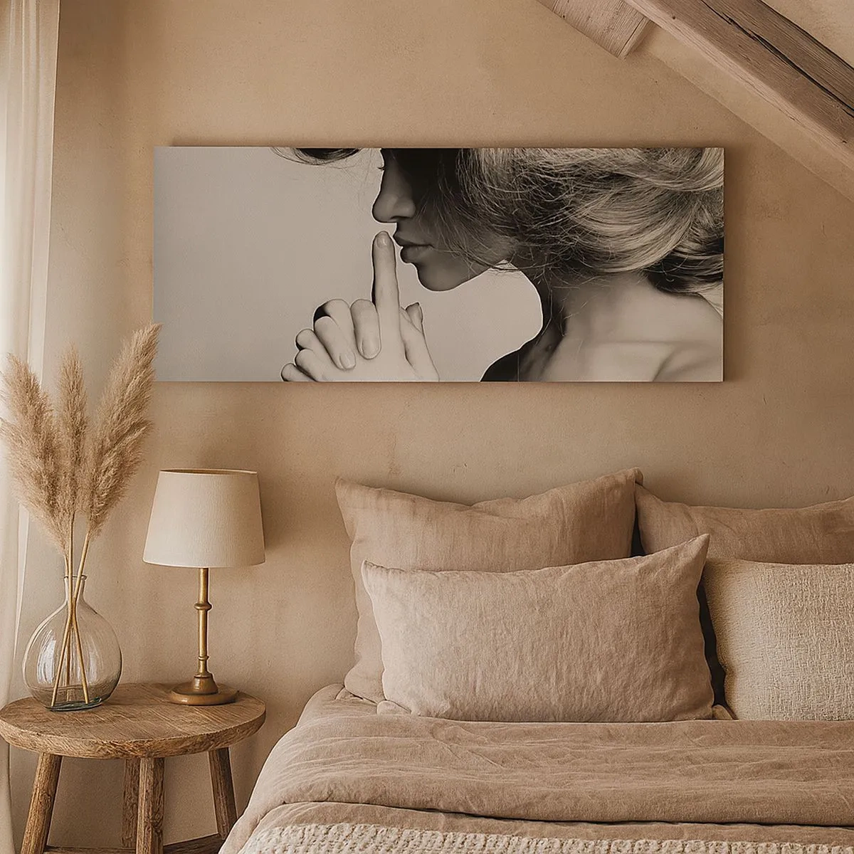 Quadro em tela - Ouvindo-se a si própria - 100x40 cm