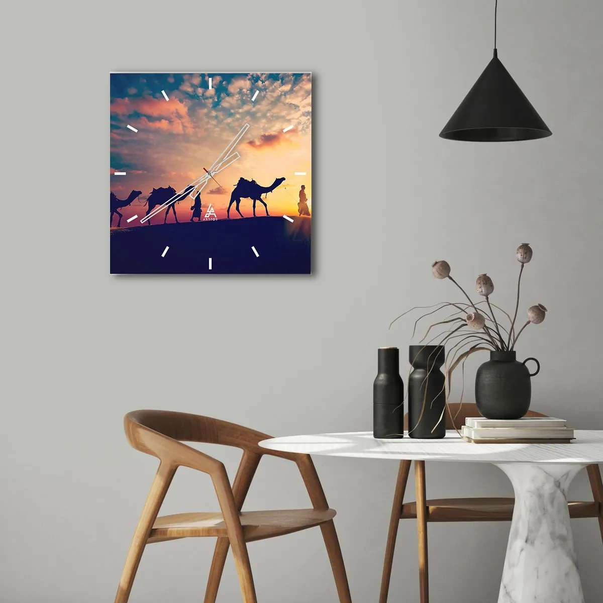 Relógio de parede - Relógio em vidro - O misterioso espírito do Oriente - 30x30 cm