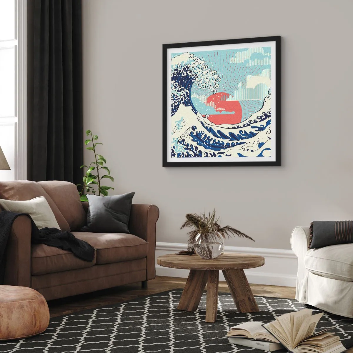 Pôster com moldura preta - Das inspirações japonesas - 50x50 cm