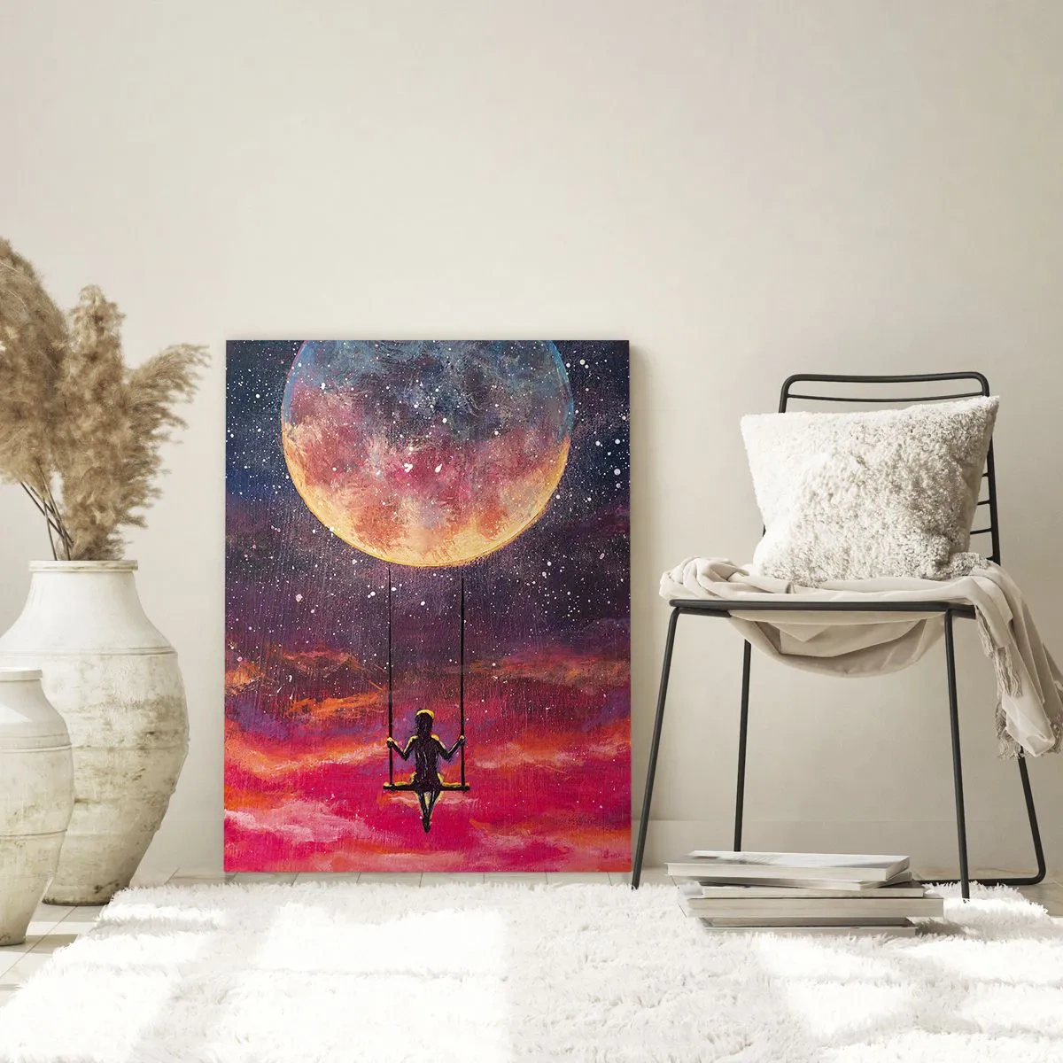 Quadro em vidro - Balanço nas nuvens - 70x100 cm