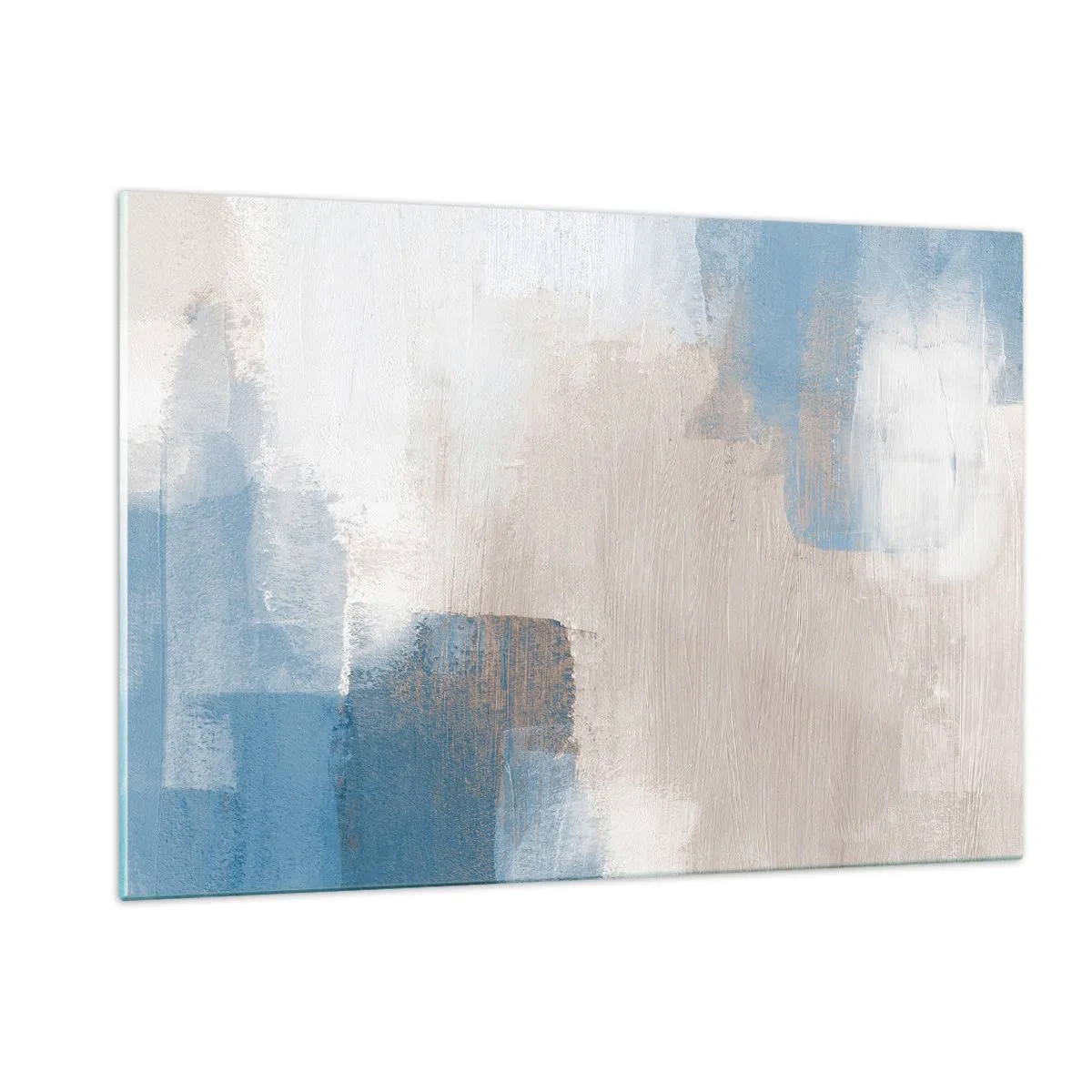 Quadro em vidro - Abstração rosa atrás da cortina azul - 120x80 cm