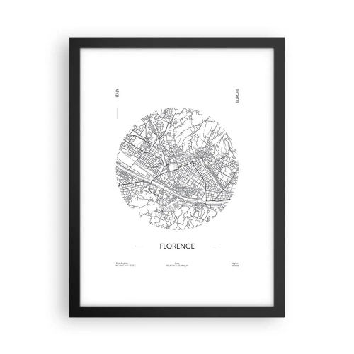 Pôster com moldura preta - A anatomia de Florença - 30x40 cm