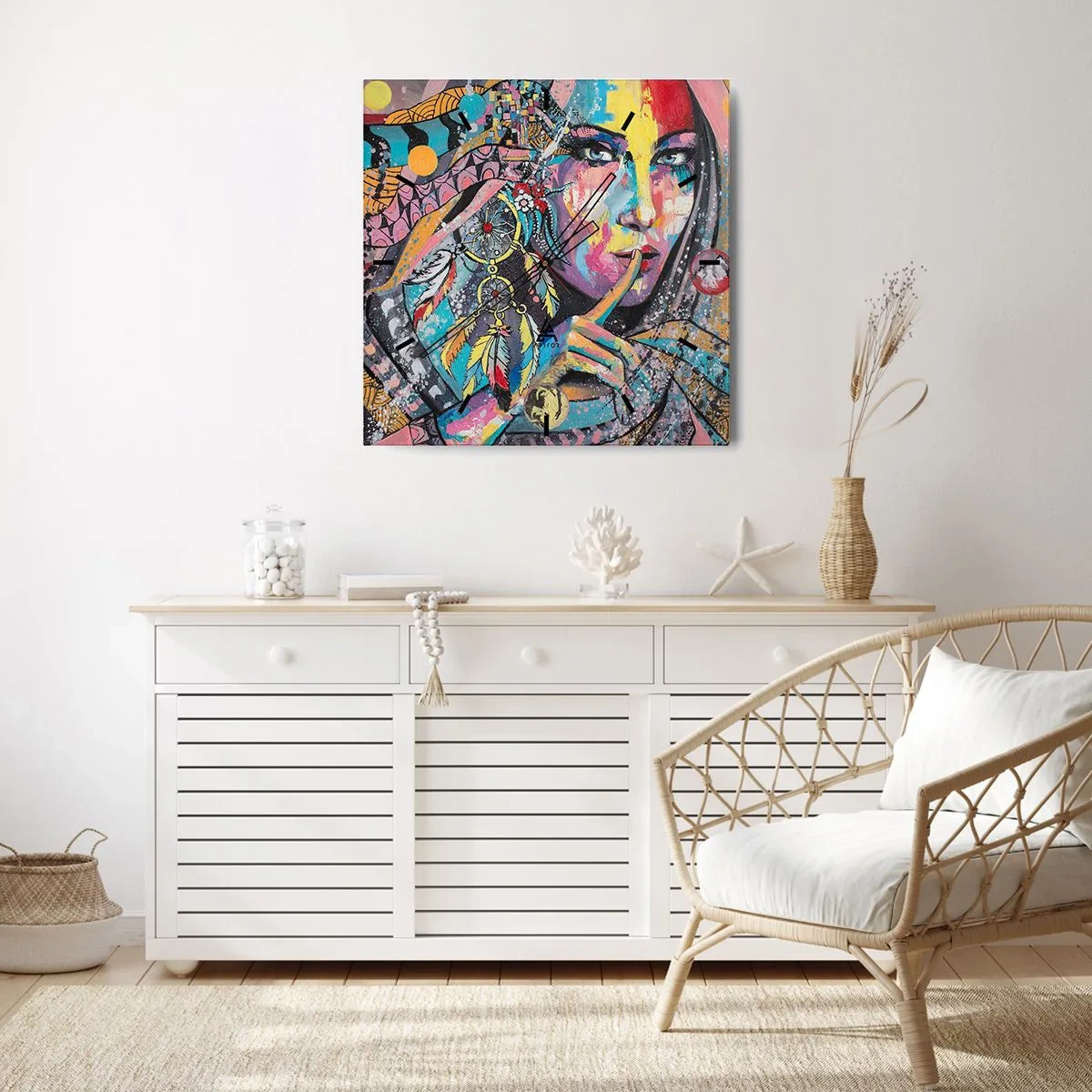 Relógio de parede - Relógio em vidro - Fique em silêncio até compreender - 40x40 cm