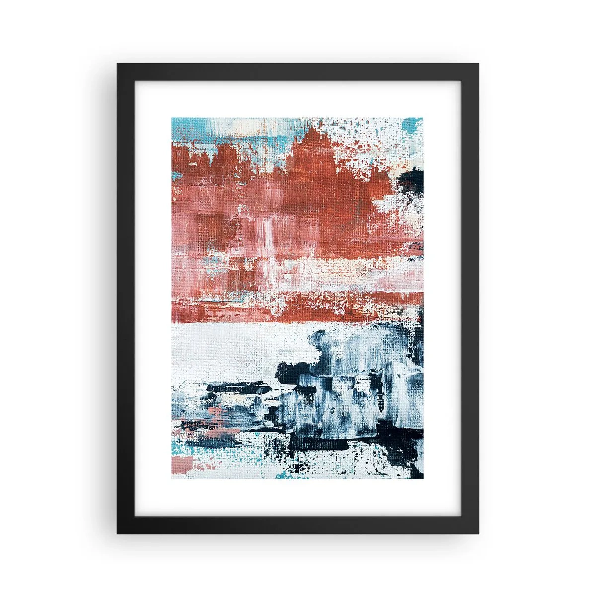 Pôster com moldura preta - Meio a meio abstrato - 30x40 cm