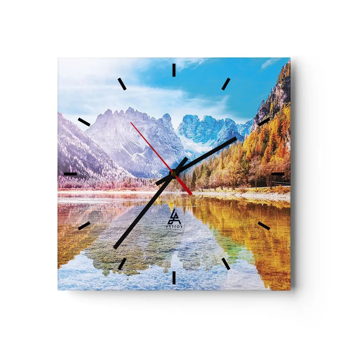 Relógio de parede - Relógio em vidro - E nas montanhas é outono - 30x30 cm