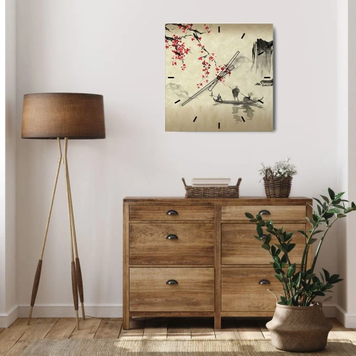 Relógio de parede - Relógio em vidro - Na terra do sol nascente - 40x40 cm