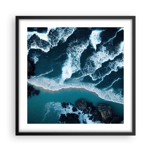 Pôster com moldura preta - Envolto em ondas - 50x50 cm