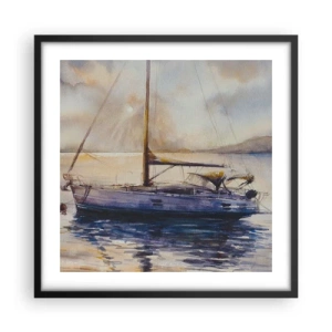 Pôster com moldura preta - Noite na baía - 50x50 cm