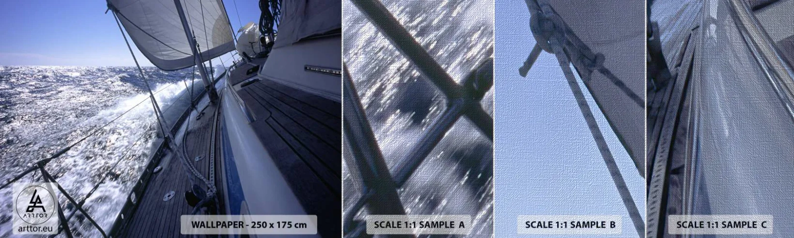 Amostra de papel de parede Premium Canvas - Eu sei o que é ser um pássaro - Náutico, Iate, Viagens - 100x30 cm