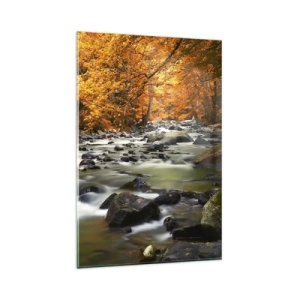 Quadro em vidro - Um riacho na floresta dourada - 80x120 cm