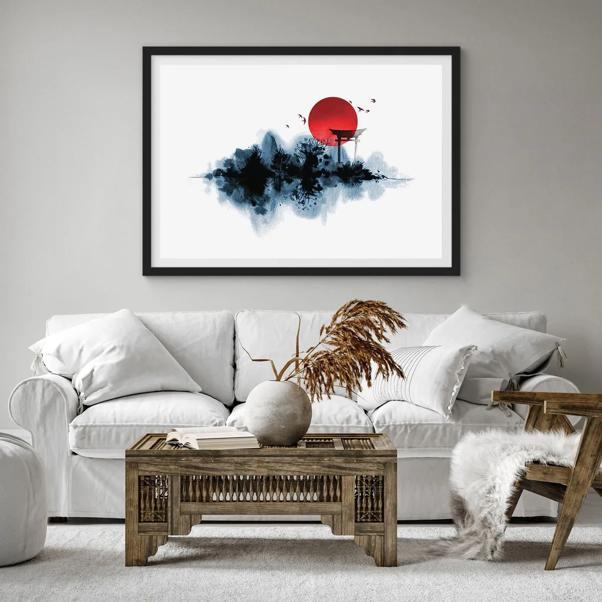 Pôster com moldura preta - Vista japonesa - 40x30 cm