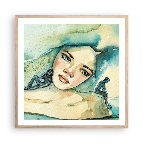 Pôster com moldura de carvalho claro - Am I blue? - 60x60 cm