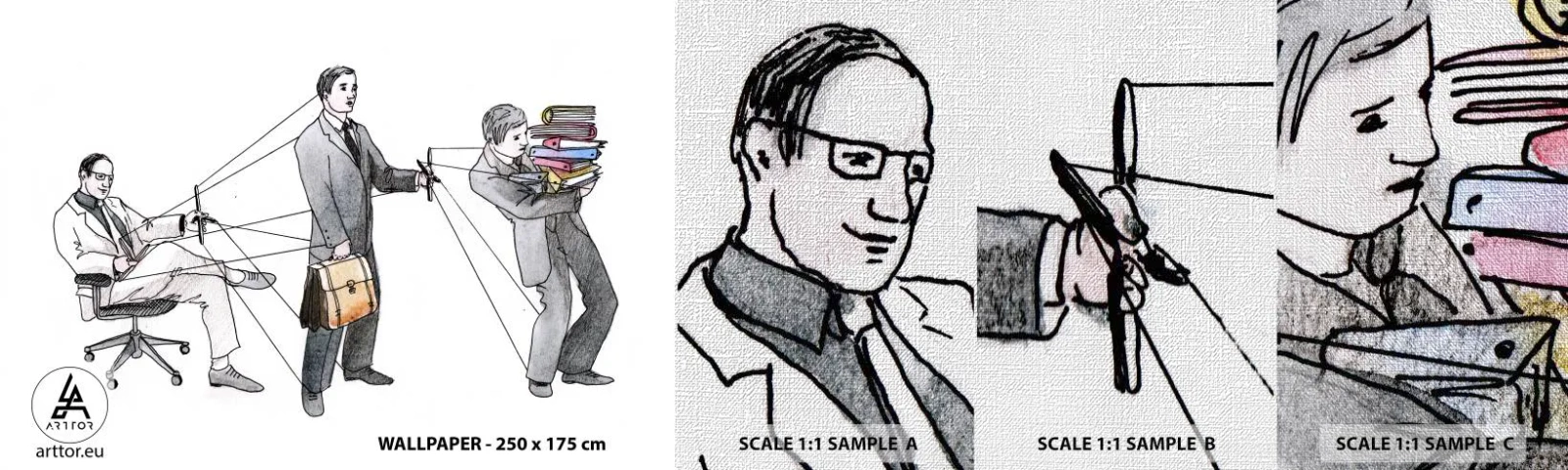 Amostra de papel de parede Premium Canvas - Cada um tem o seu mestre - Abstração, Homem, Trabalhar - 100x30 cm