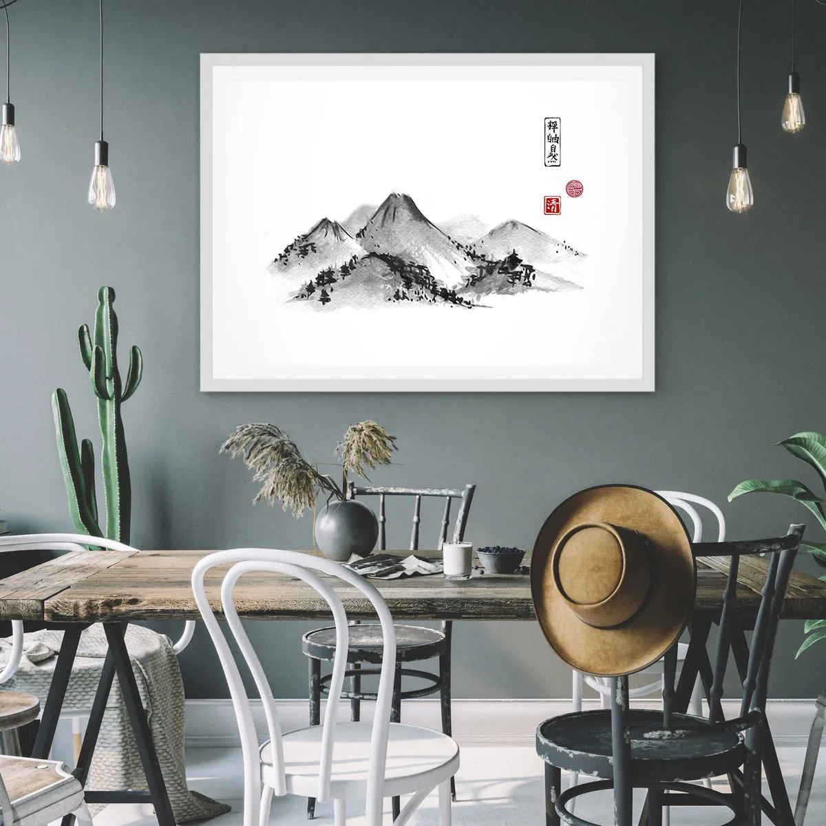 Pôster em moldura branca - Para além do vale - 40x30 cm