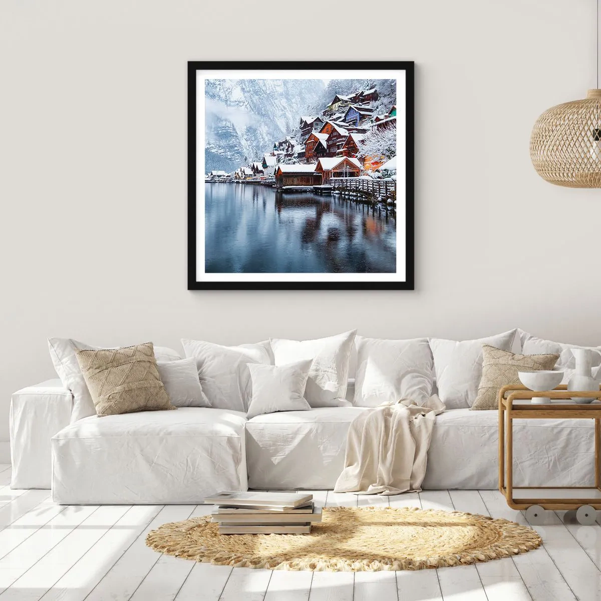 Pôster com moldura preta - Na decoração de inverno - 30x30 cm