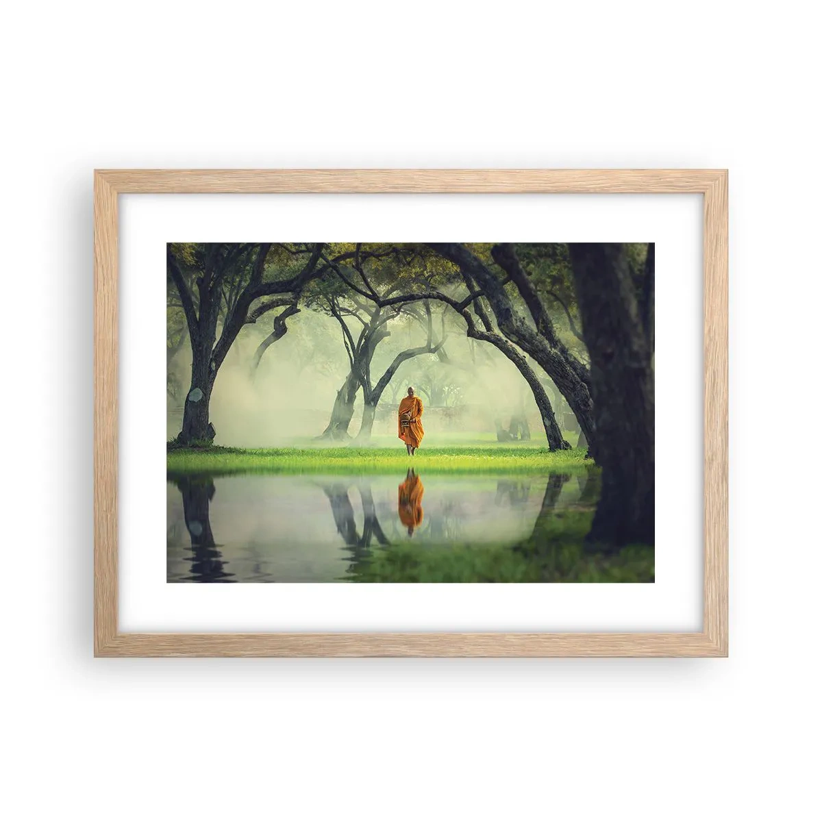 Pôster com moldura de carvalho claro - A caminho da iluminação - 40x30 cm