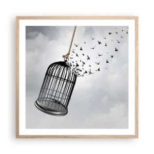 Pôster com moldura de carvalho claro - Fé... Esperança... Liberdade! - 60x60 cm