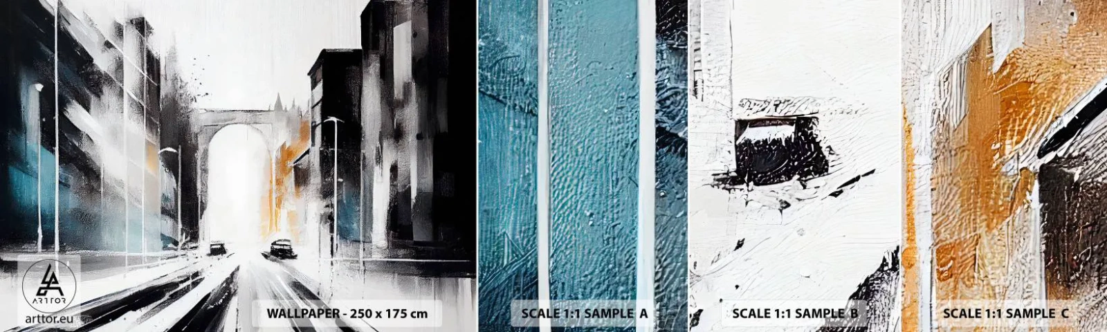 Amostra de Papel de Parede Standard Eco - Estudo da cidade: arquitetura e movimento - Arquitetura, Paisagem, Rua - 100x30 cm