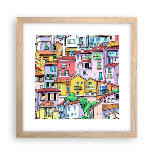 Pôster com moldura de carvalho claro - Cidade divertida - 30x30 cm