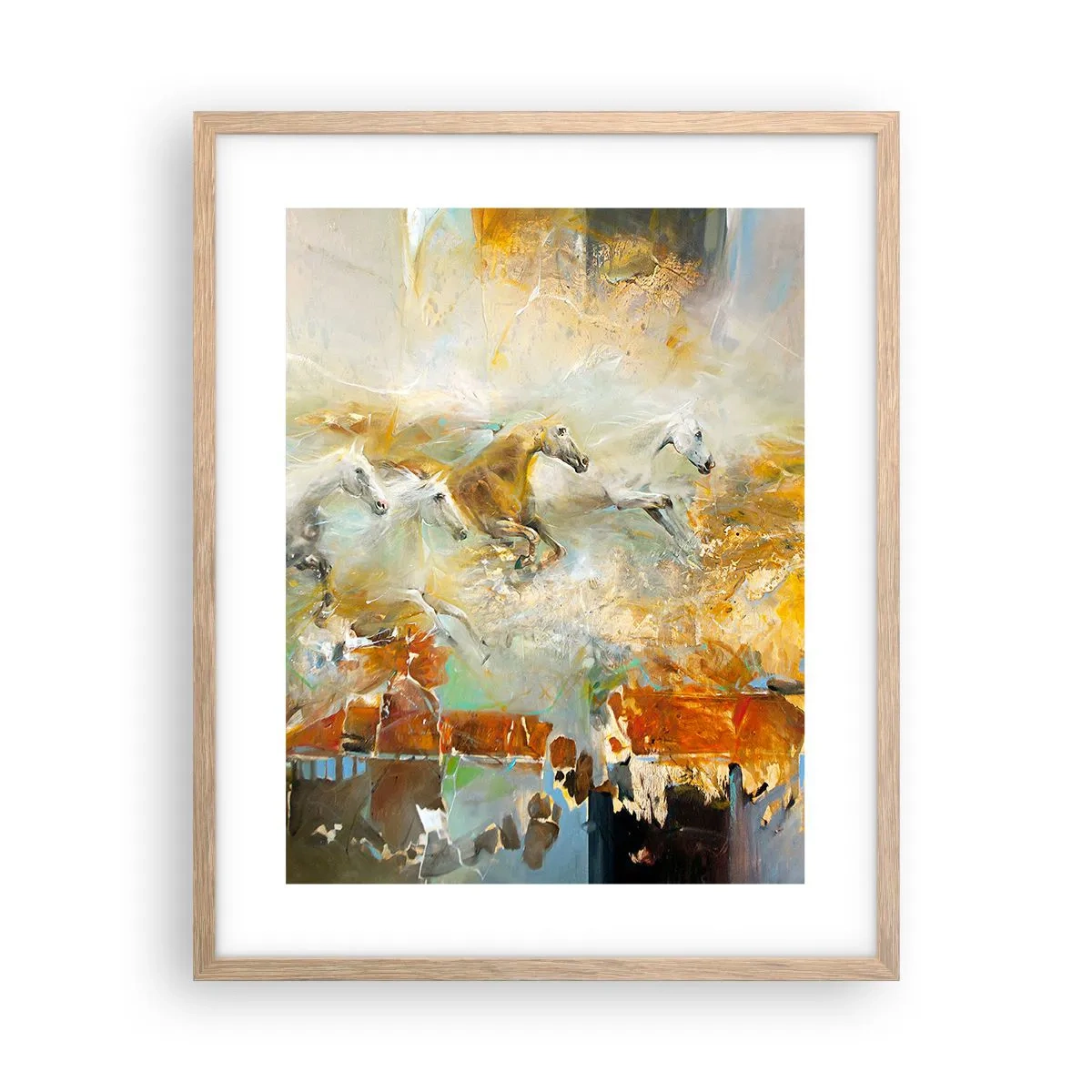 Pôster com moldura de carvalho claro - A galope através da luz - 40x50 cm