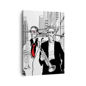Quadro em tela - Rapsódia urbana a preto e vermelho - 50x70 cm