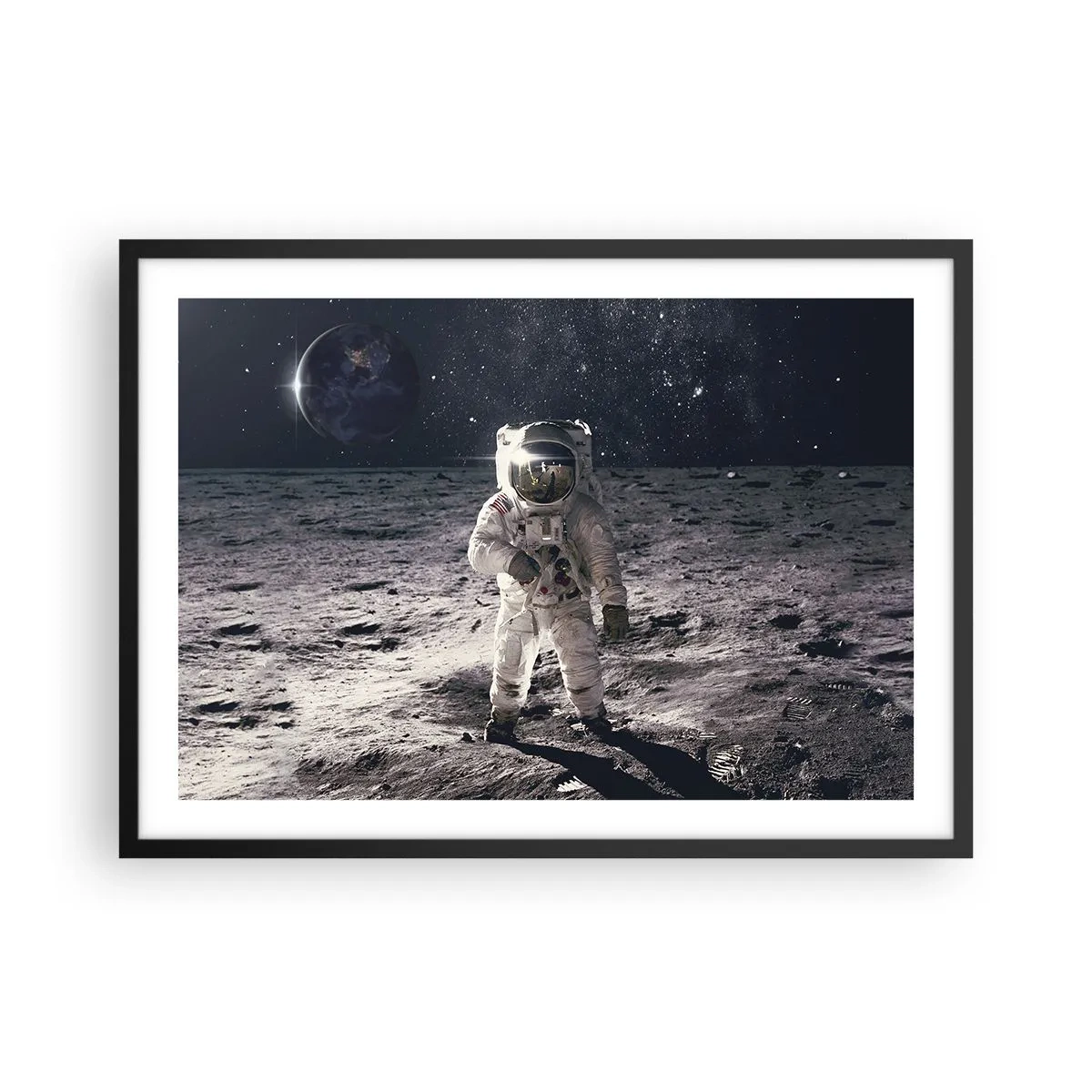 Pôster com moldura preta - Saudações da Lua - 70x50 cm