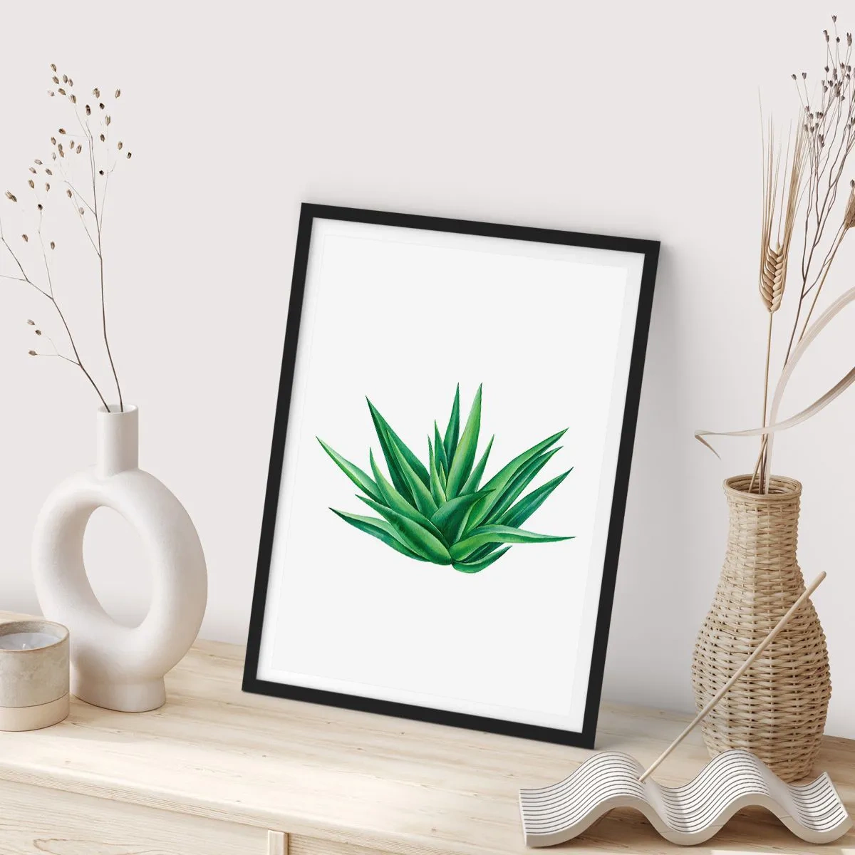 Pôster com moldura preta - Verde – força – vida - 70x100 cm