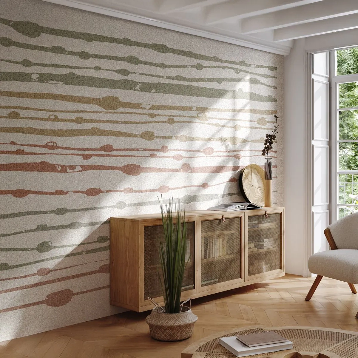 Papel de Parede Premium Sand - Notação musical de cores - Minimalismo, Pastel, Pedaço - 350x256 cm