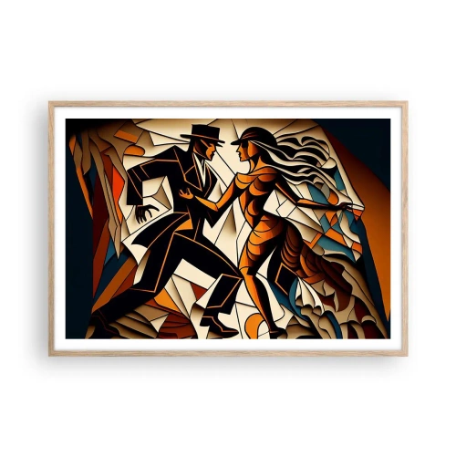 Pôster com moldura de carvalho claro - Dança de paixão e paixão - 100x70 cm