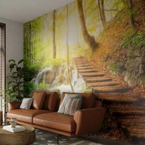 Papel de Parede Autocolante Deluxe Sticker - O desejado refresco - Paisagem, Cachoeira, Floresta - 400x280 cm