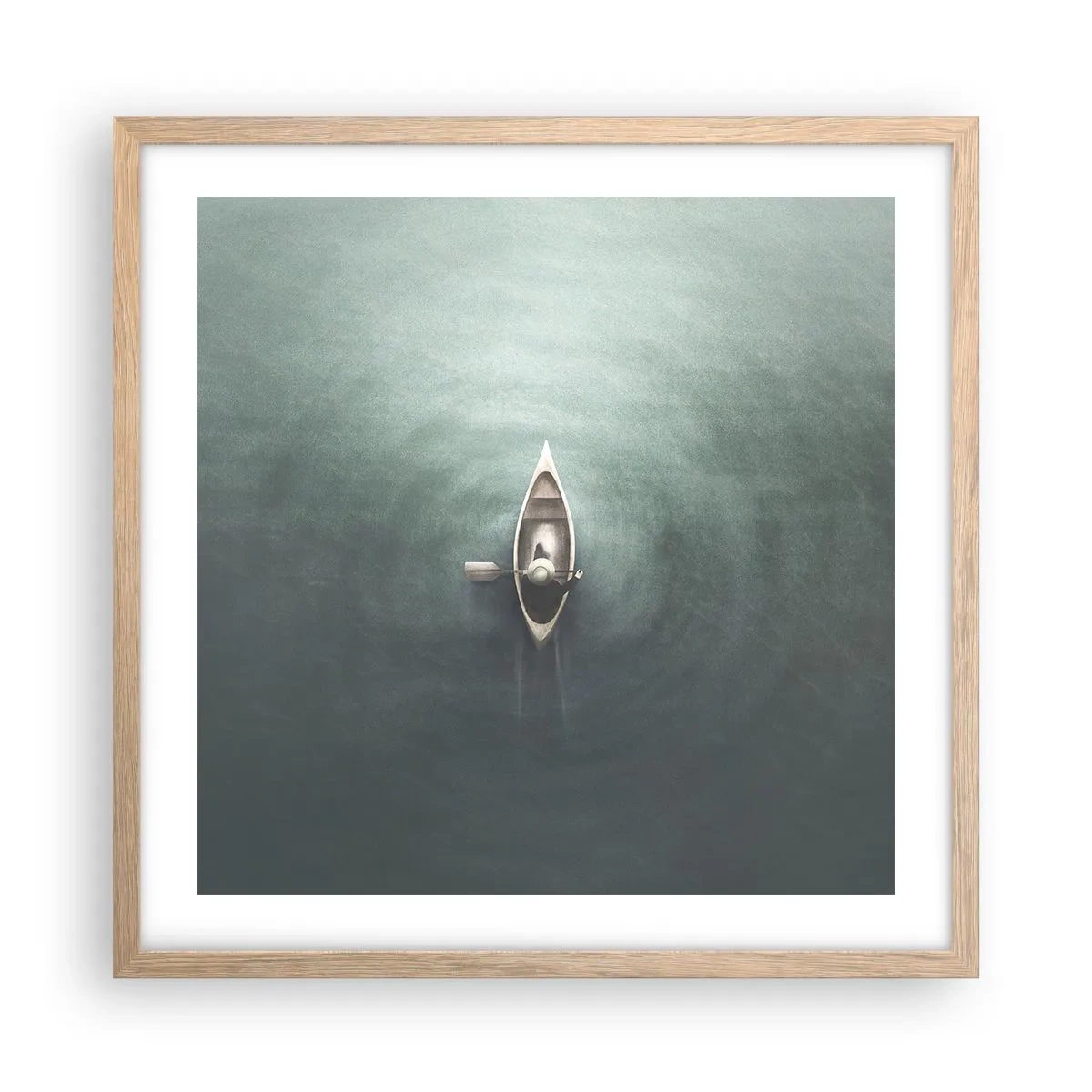 Pôster com moldura de carvalho claro - Através do lago da lua - 50x50 cm
