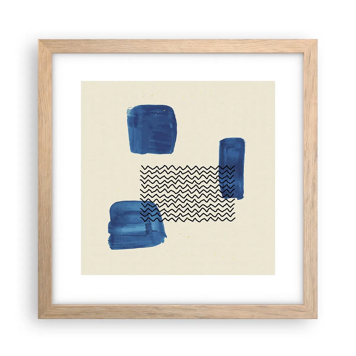 Pôster com moldura de carvalho claro - Quarteto abstrato - 30x30 cm